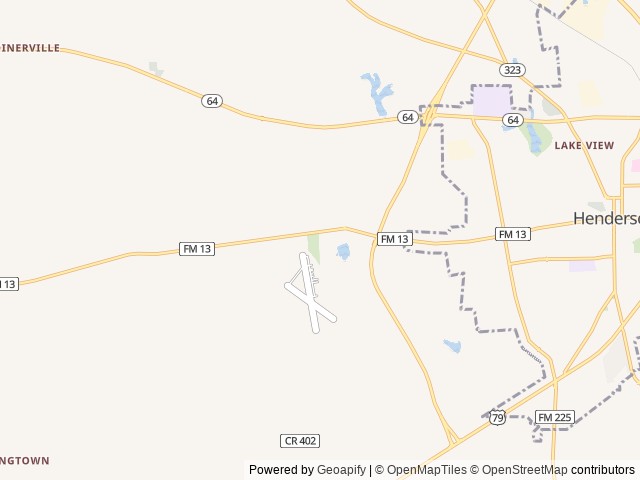 Map of Henderson RV Park location at Henderson, TX, United States