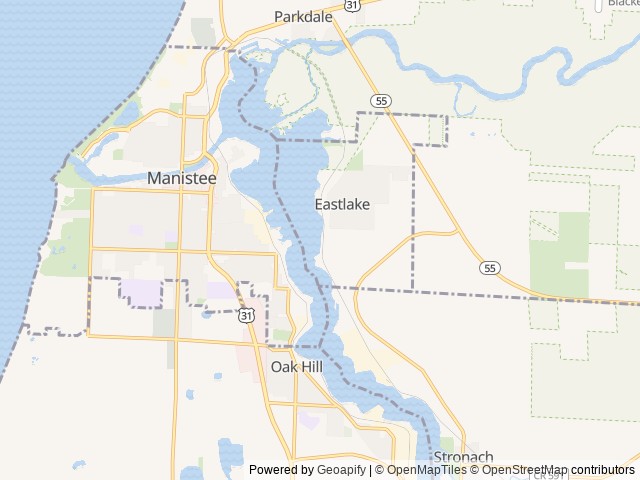 Map of The Bluffs on Manistee Lake – RV location at Manistee, MI, United States