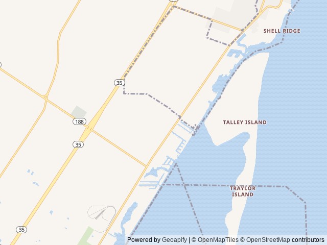 Map of Salt Water Flats location at Rockport, TX, United States