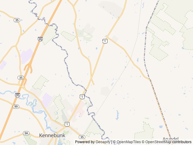 Map of Hemlock Grove Campground location at Kennebunk, ME, United States