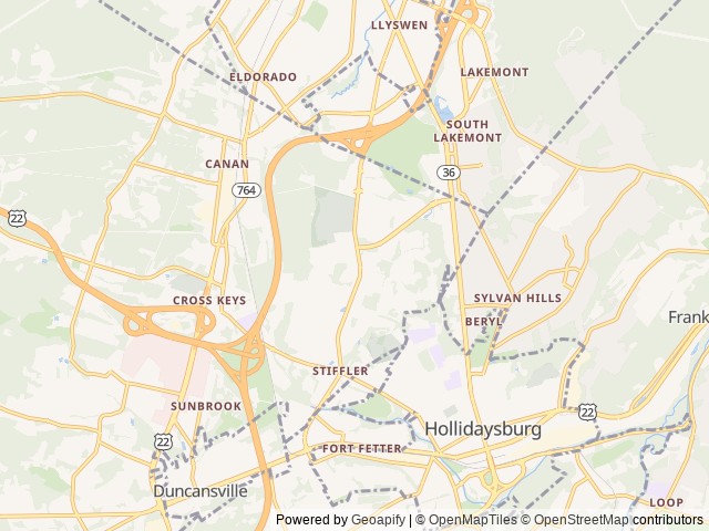 Map of Wrights Orchard Station Campground location at Duncansville, PA, United States