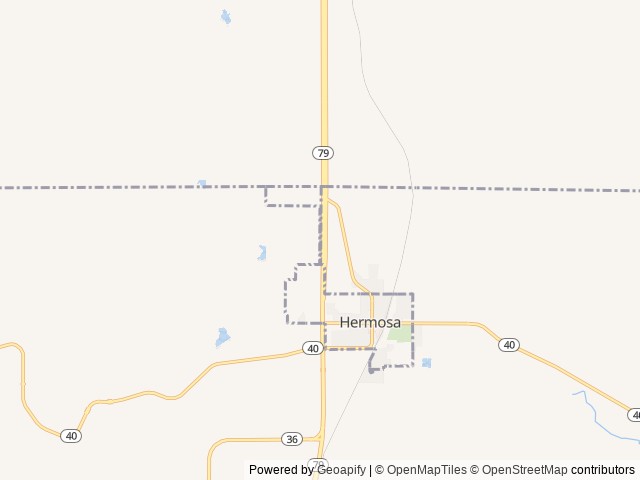 Map of Southern Hills RV Park and Campground location at Hermosa, SD, United States