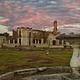 dungeness ruins under pink clouds