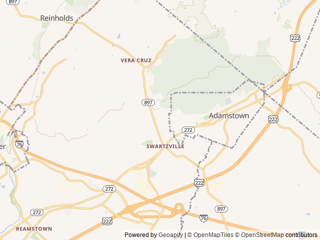 Map of Shady Grove Campground location at Reinholds, PA, United States