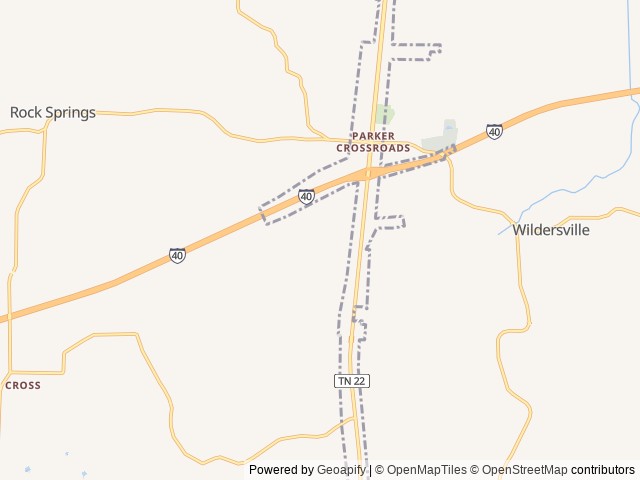 Map of Parker's Ridge location at Parker's Crossroads, TN, United States