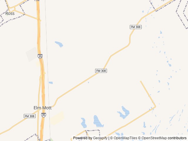 Map of Waco Creekside Resort location at Elm Mott, TX, United States