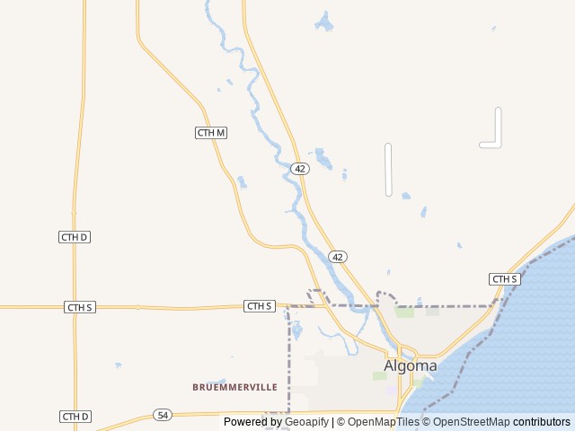 Map of Timber Trail Campground location at Algoma, WI, United States