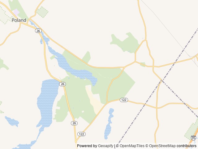 Map of Range Pond Campground location at Poland, ME, United States