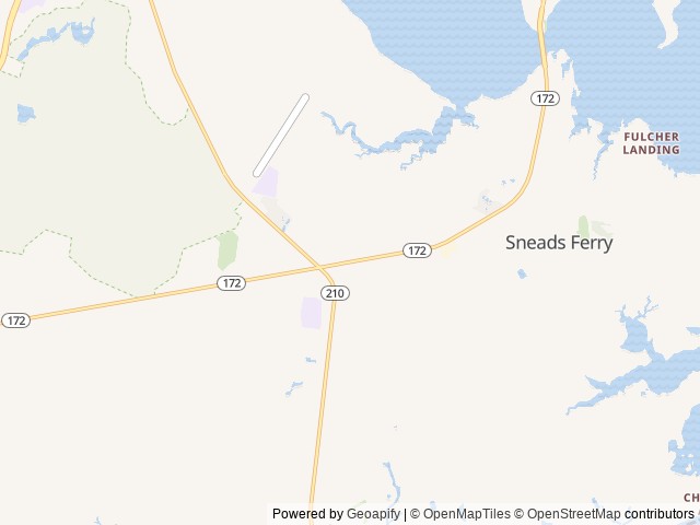 Map of Silver Sands RV Park location at Sneads Ferry, NC, United States