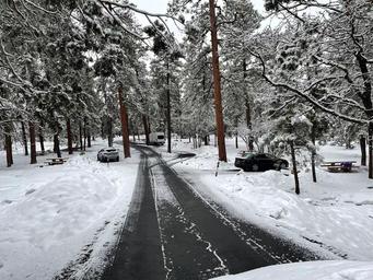 Winter and spring camping conditions.