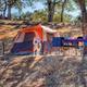 Cabin/tiny-home style lodging under large trees — shows another on-property cabin option and setting on the hillside.
