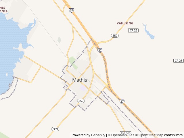 Map of Mathis Motor Inn & RV Park location at Mathis, TX, United States