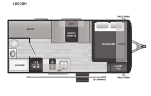 2025 20' Bunkhouse with Front RV Queen Bed, Cute!