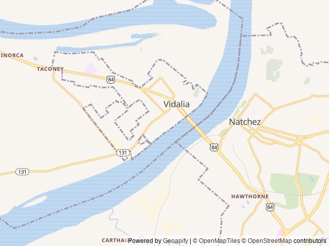 Map of River View RV Park & Resort location at Vidalia, LA, United States