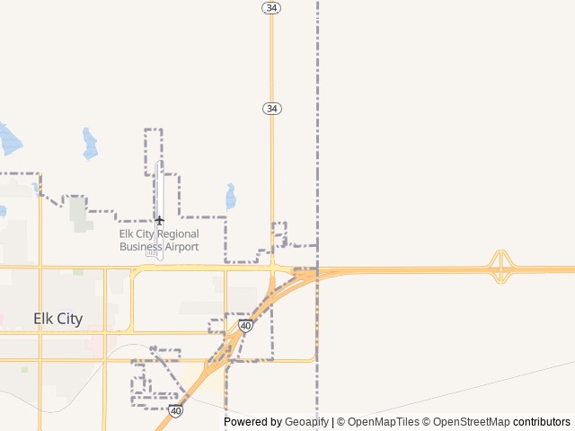 Map of Elk Run RV Park location at Elk City, OK, United States