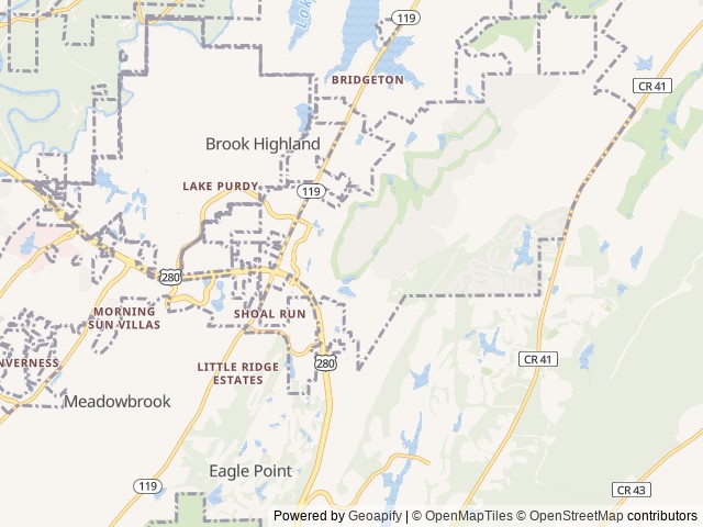 Map for Mercedes Sprinter Winnebago ERA 70X near Birmingham, AL