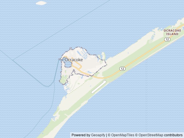 Map of Jerniman's Campground location at Ocracoke, NC, United States