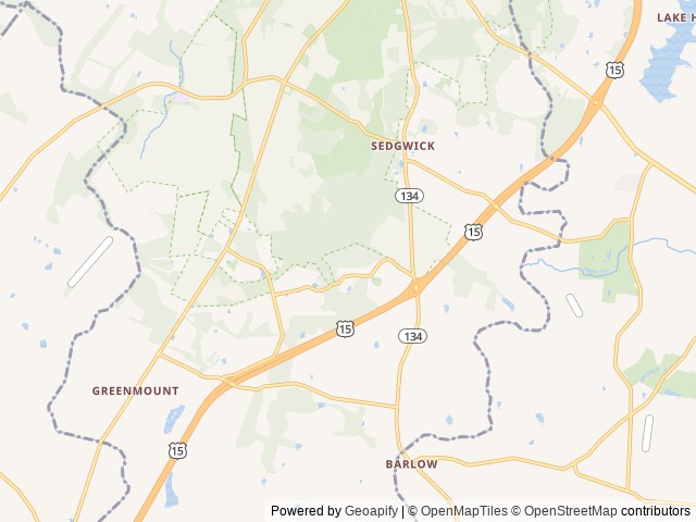 Map of Round Top Campground location at Gettysburg, PA, United States