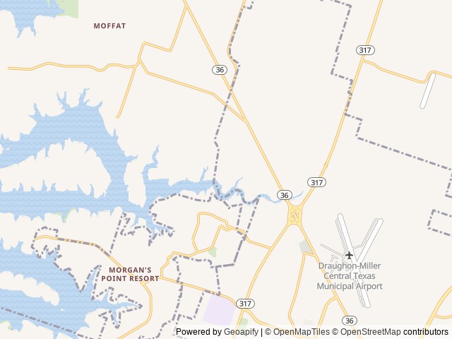 Map of Cedar Ridge (TX) location at Temple, TX, United States