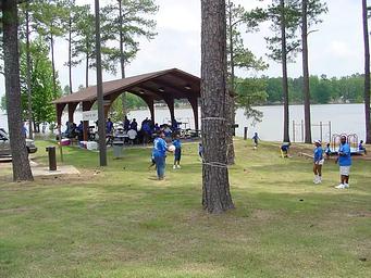Shelter by the beach and playground
