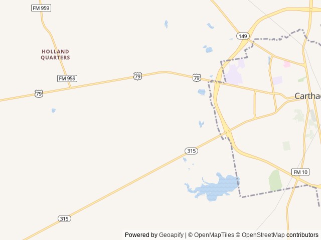 Map of Pop's Place RV Park location at Carthage, TX, United States