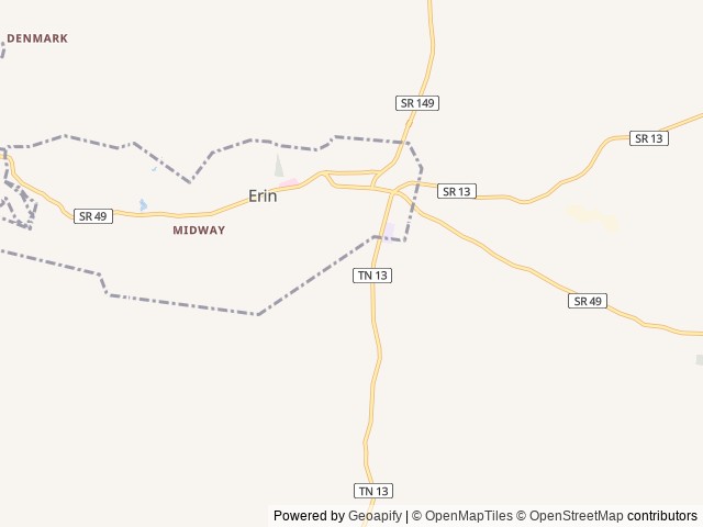 Map of Wells Creek RV Park location at Erin, TN, United States