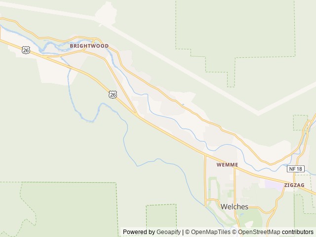 Map of Wildwood Recreation Site location at Welches, OR, United States