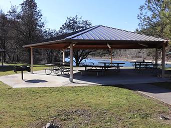 Large day use pavilion at Pink House Recreation Site.