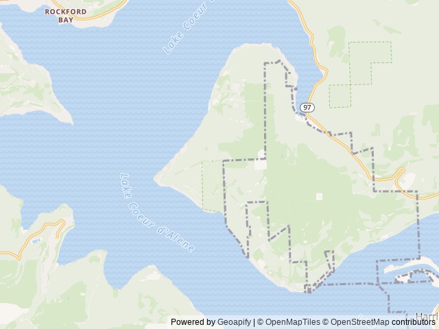 Map of Bell Bay Campground location at Harrison, ID, United States