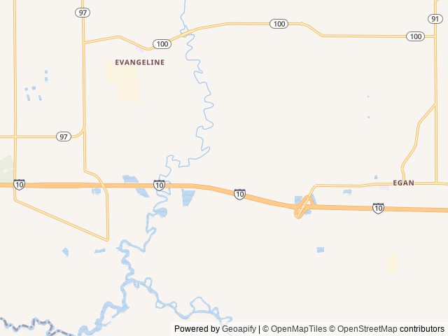 Map of Hidden Pines Campground location at Evangeline, LA, United States