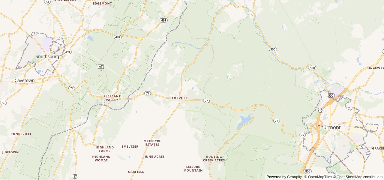 Map of Adirondack Shelters location at Thurmont, MD, United States