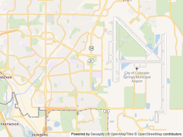 Map of Peak RV Resort location at Colorado Springs, CO, United States