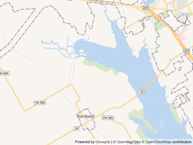 Map of Waxahachie Ck location at Ennis, TX, United States