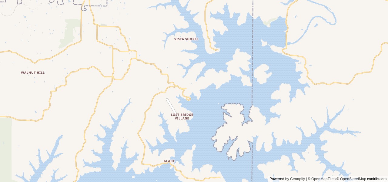 Map of Lost Bridge South location at Garfield, AR, United States