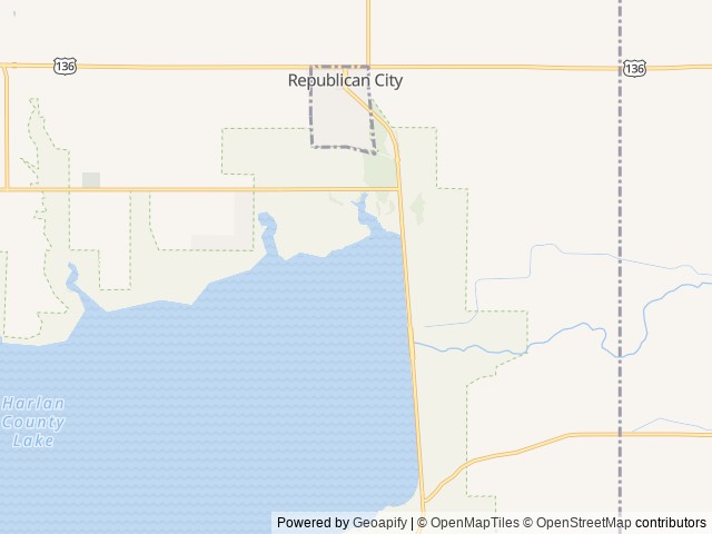 Map of North Shore Marina & Campground location at Republican City, NE, United States