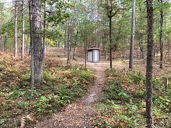 Pit toilet in the woods