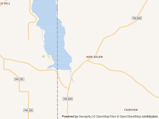 Map of Lake Striker Marina & RV Resort location at Reklaw, TX, United States