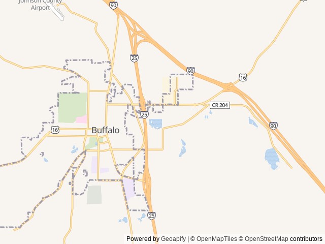 Map of Buffalo KOA Journey location at Buffalo, WY, United States