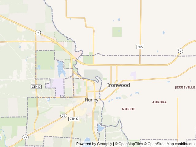 Map of Curry Park location at Ironwood, MI, United States