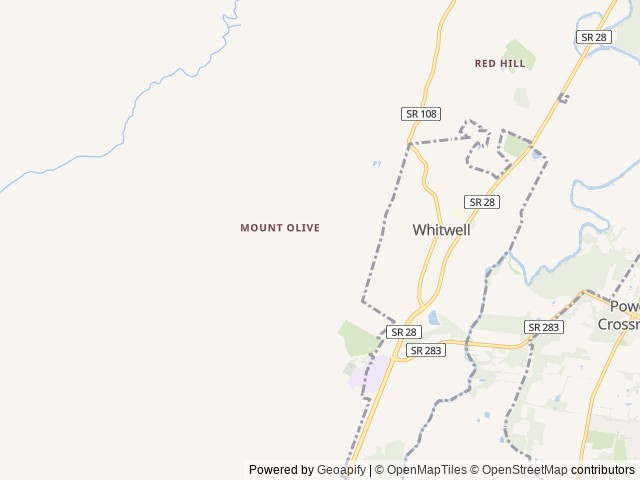 Map of Bolt Farm Treehouse location at Whitwell, TN, United States