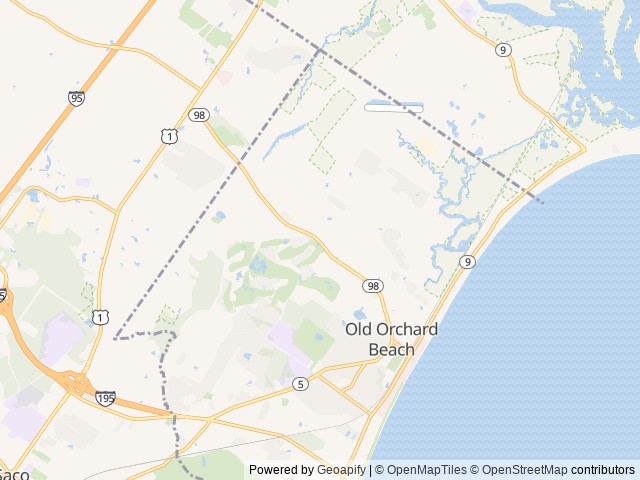 Map of Powder Horn Family Camping Resort location at Old Orchard Beach, ME, United States