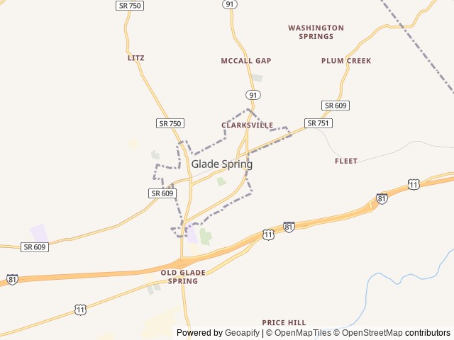 Map for 2023 Salem FSX 178BHSK near Glade Spring, NC