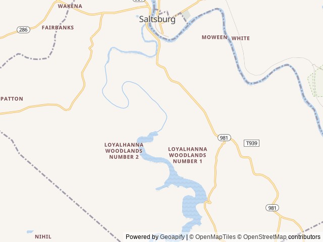 Map of Loyalhanna Lake Pavilions location at Saltsburg, PA, United States