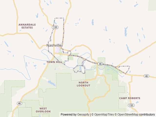 Map of White Stone Campground location at Nashville, IN, United States