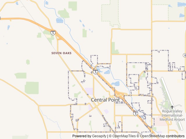 Map of Southern Oregon RV Park location at Central Point, OR, United States