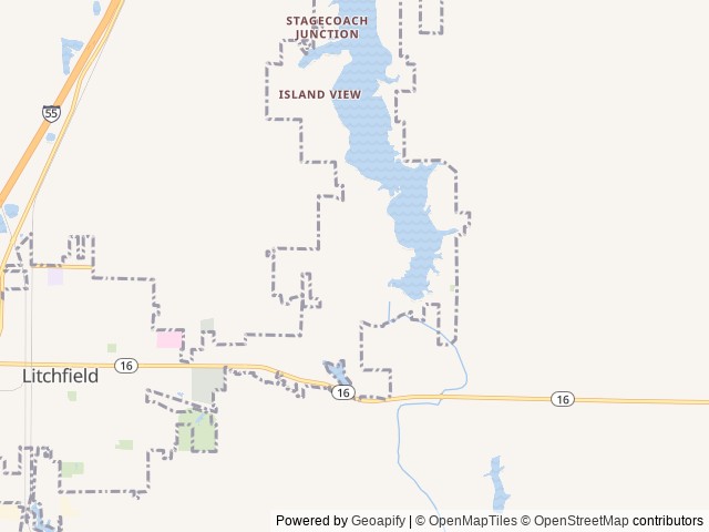 Map of Lake Lou Yaeger Recreation Area location at Litchfield, IL, United States