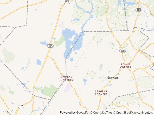 Map of Whispering Pines Campground location at East Kingston, NH, United States