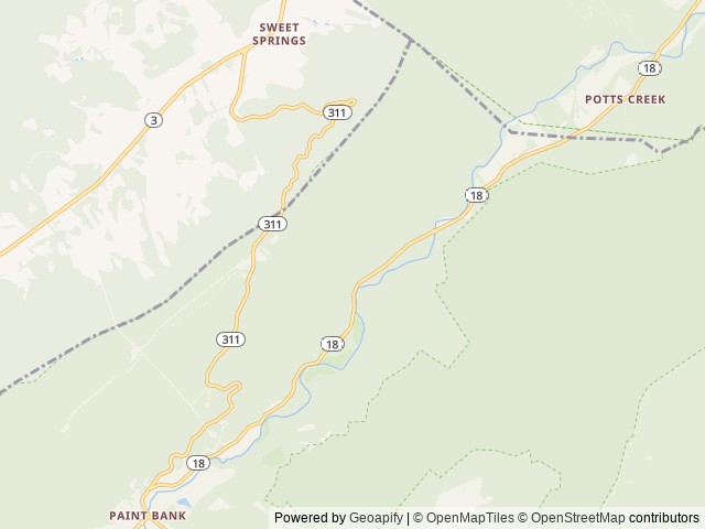 Map of Steel Bridge Campground location at Blacksburg, VA, United States