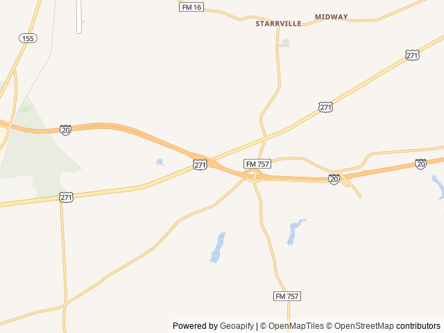 Map of Starrville RV Resort location at Tyler, TX, United States