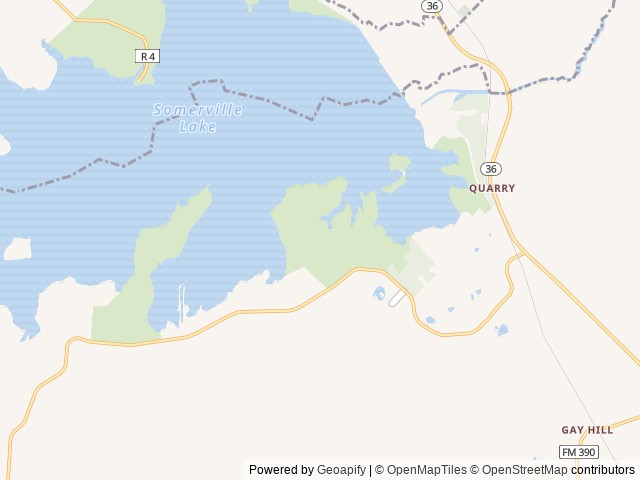 Map of Yegua Creek location at Somerville, TX, United States